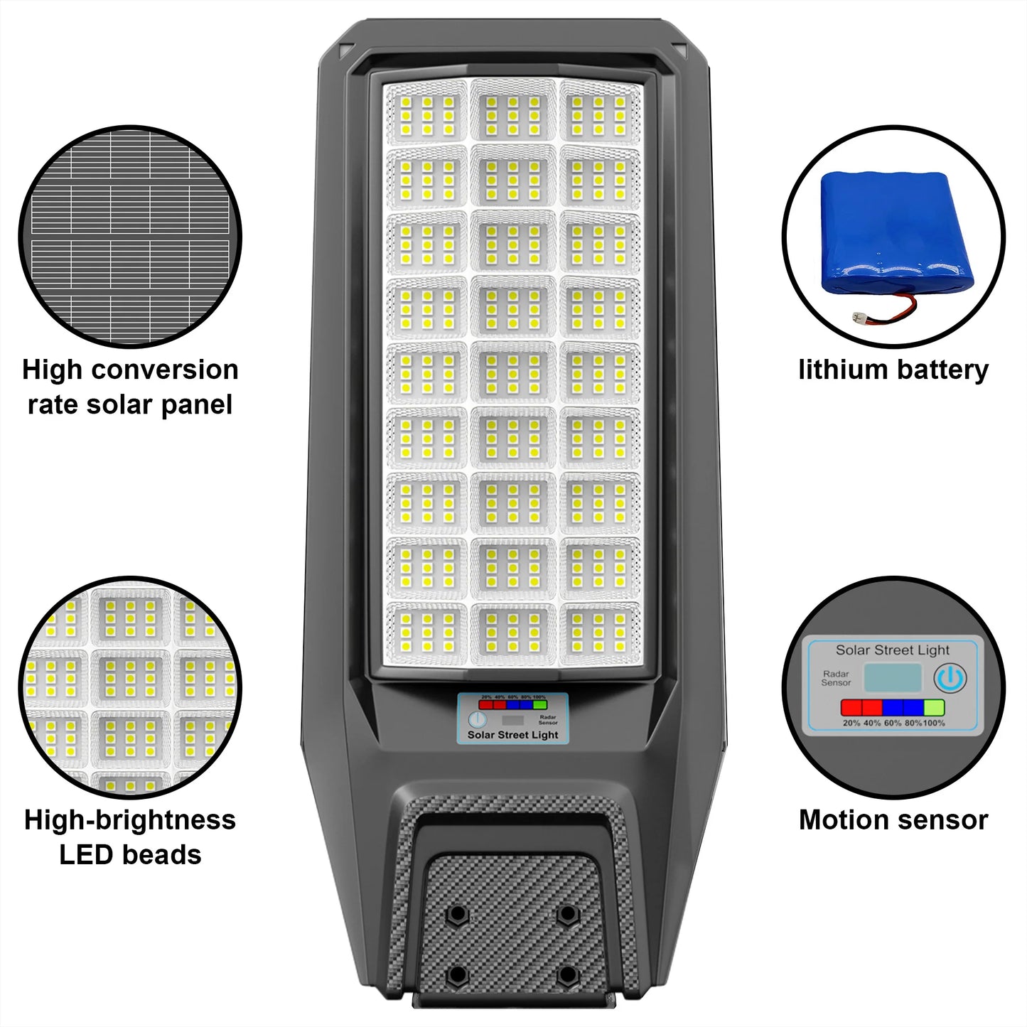 Ship from Local Warehouse, 1-Pack 8000W Outdoor Waterproof Solar Light, Motion Sensor & Remote Control, Timer & Constant Bright Mode, Dusk-to-Dawn Auto On/Off, IP65 Waterproof, Easy Installation, Ideal for Yard and Parking Lo