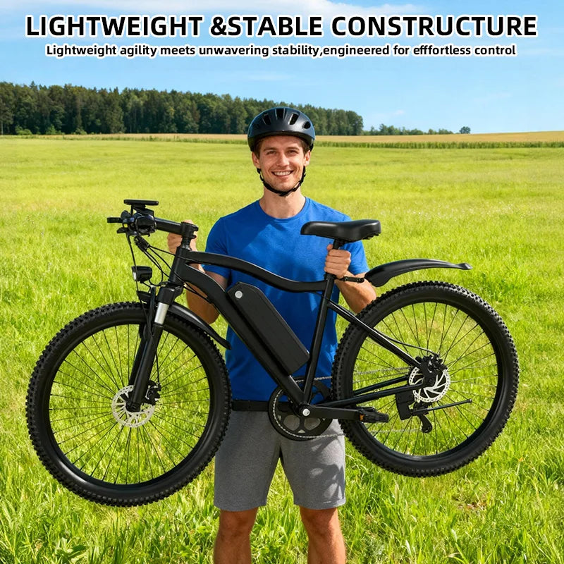 Uplee 26" City Electric Bike For Adults 500W Motor 740W Peak 48V 13AH Battery 7-Speed E-Bike With Dual Disc Brake LED