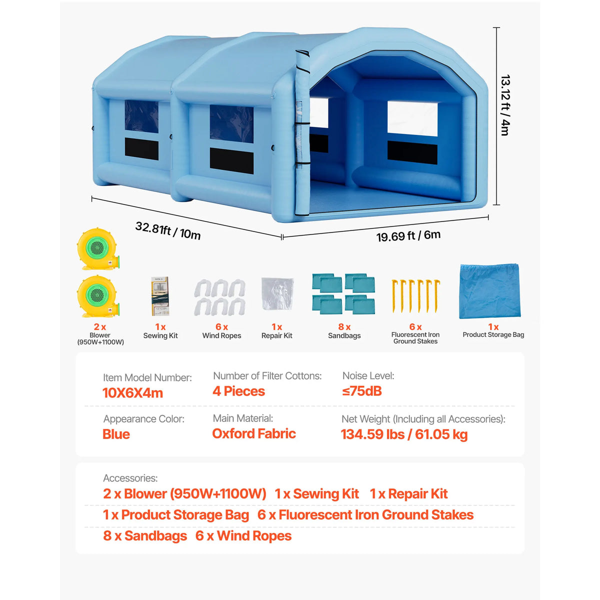 SucceBuy Inflatable Paint Booth With Blower And Air Filtration
