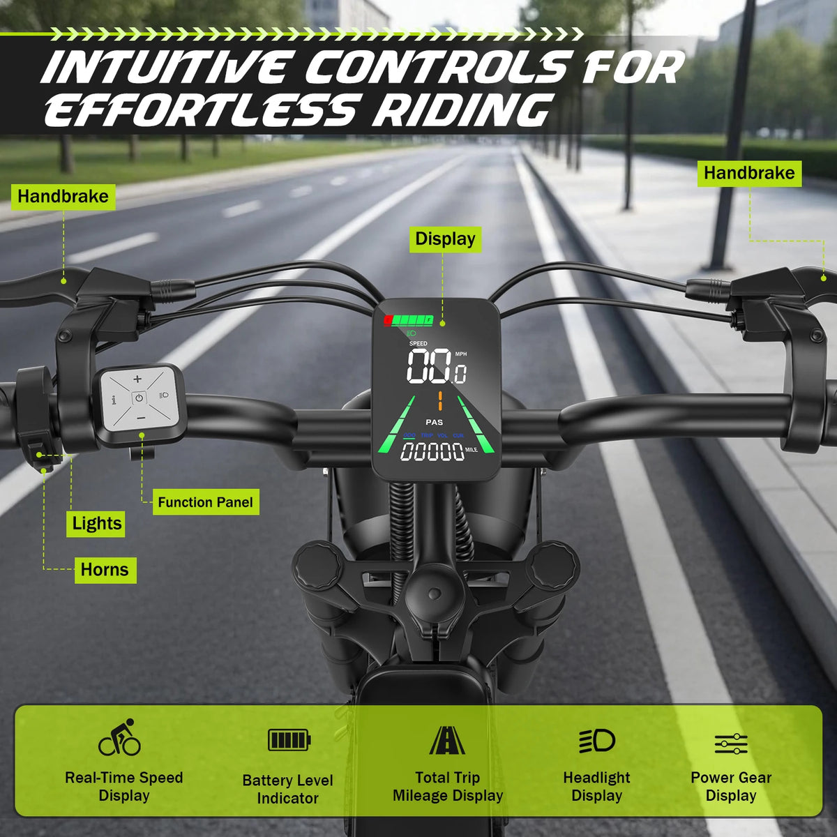 ASKGO Electric Bike for Adults, 1500W Peak Electric Dirt Bike, 28MPH 65Miles Ebike with 48V 20Ah Removable Battery,16" Fat Tire All-Terrain Ebike with NFC Unlock,Suitable for Off-Road, Mountain and Snow Riding,UL2849 Certifie