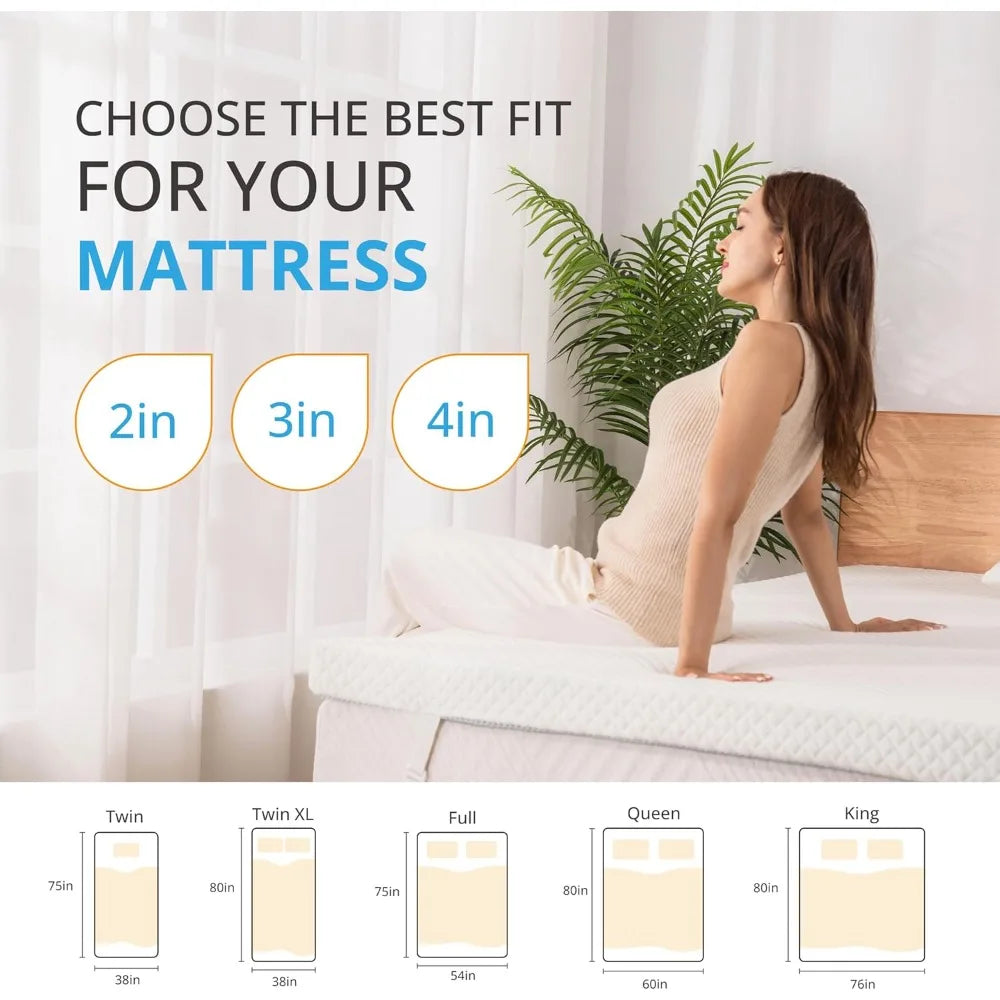 Gel Memory Foam Mattress Topper, 3 Inch Full With Removable Breathable Soft Cover, Cooling Bed Topper For Comfort Body Suppo
