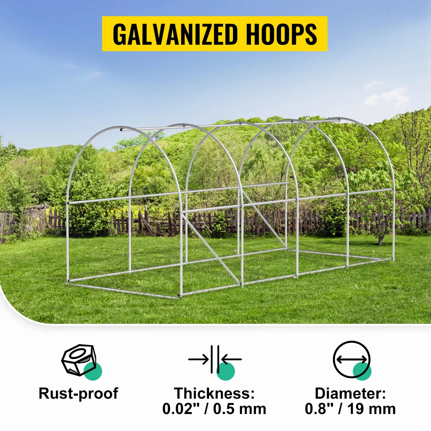 SucceBuy Walk-in Tunnel Greenhouse With Galvanized Steel Frame