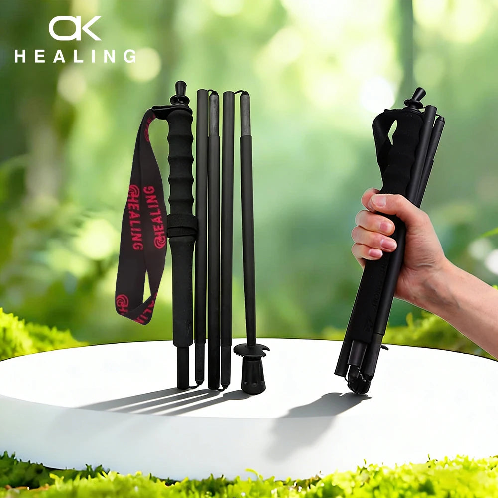 Okhealing Carbon Fiber Foldable Trekking Poles Ultralight Hiking Gear