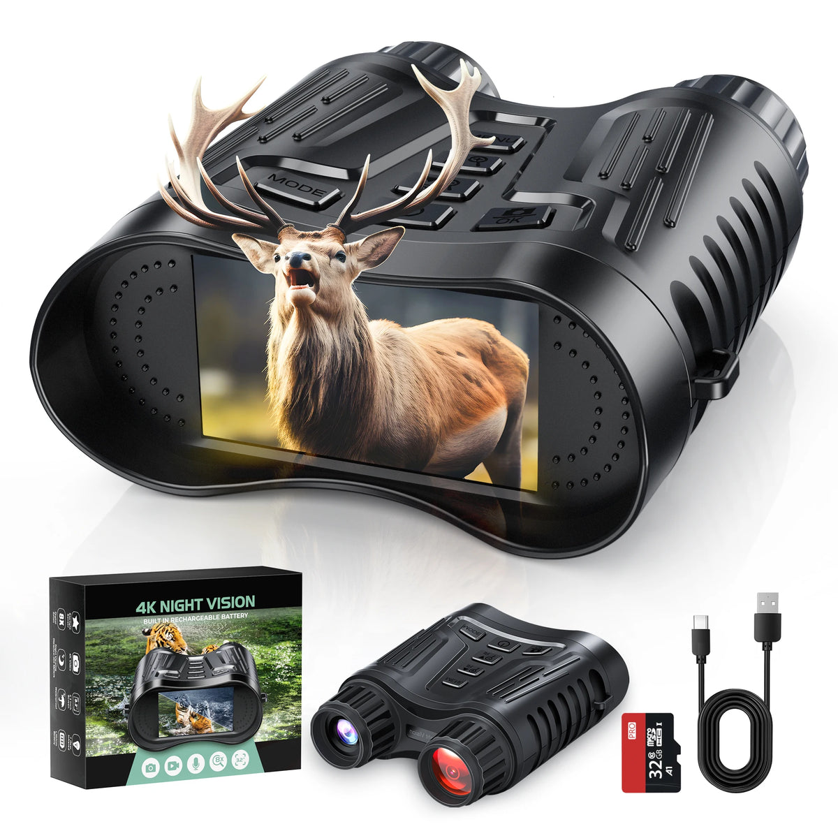 DIYIMIN Night Vision Binoculars With Infrared Illuminator And HD Recording