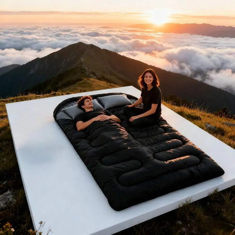 Double Sleeping Bag For Adults Cold Weather Camping And Hiking