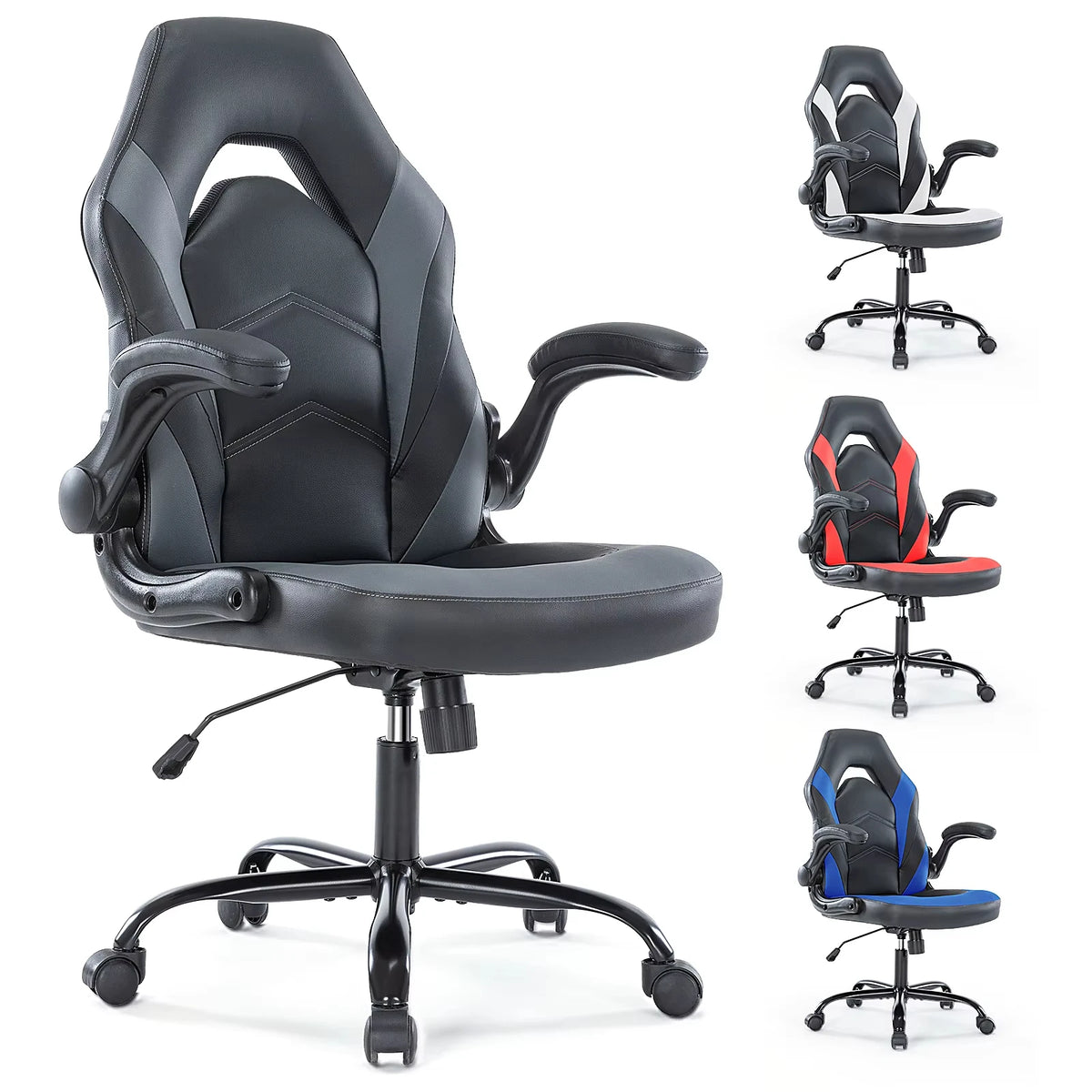 JHK Ergonomic Gaming Chair With Flip Up Armrests Adjustable Height