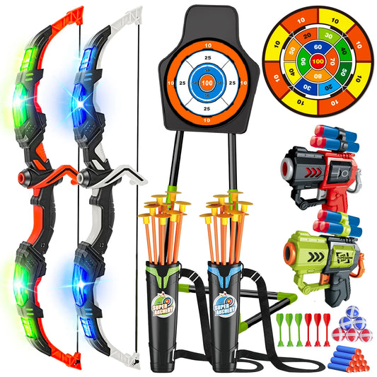 VATOS 2X Bow Arrow Gun Toy For Kids Archery Target Game