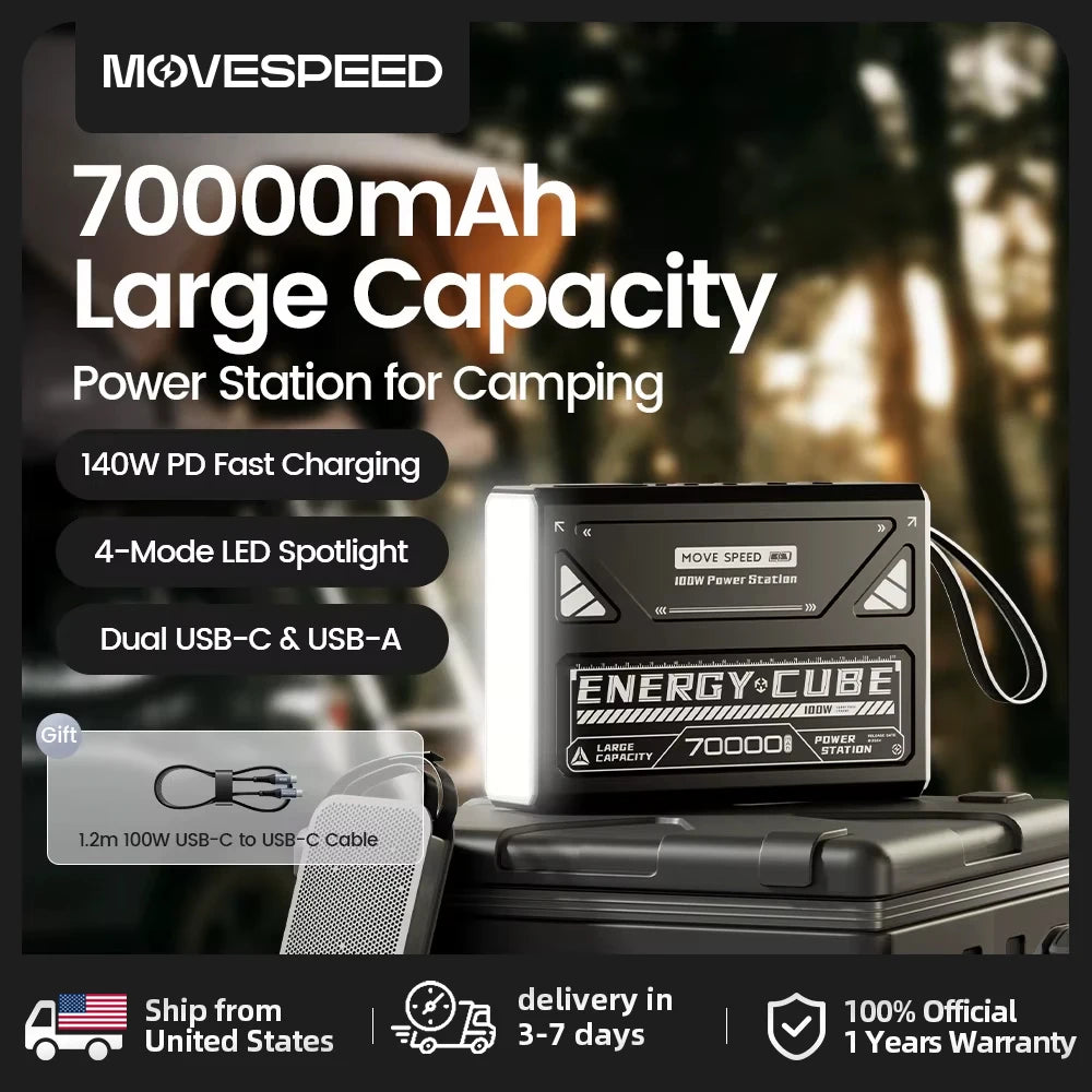 Portable Led Camping Lantern With 70000mAh Rechargeable Emergency Light