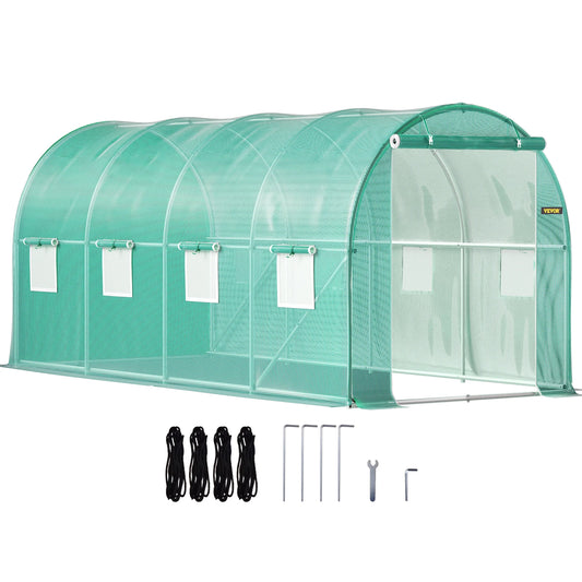 SucceBuy Walk-in Tunnel Greenhouse With Galvanized Steel Frame