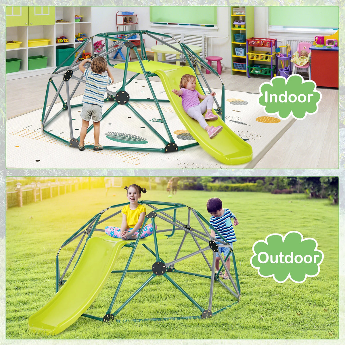 MULTIGOT Kids Outdoor Climbing Dome With Slide Jungle Gym