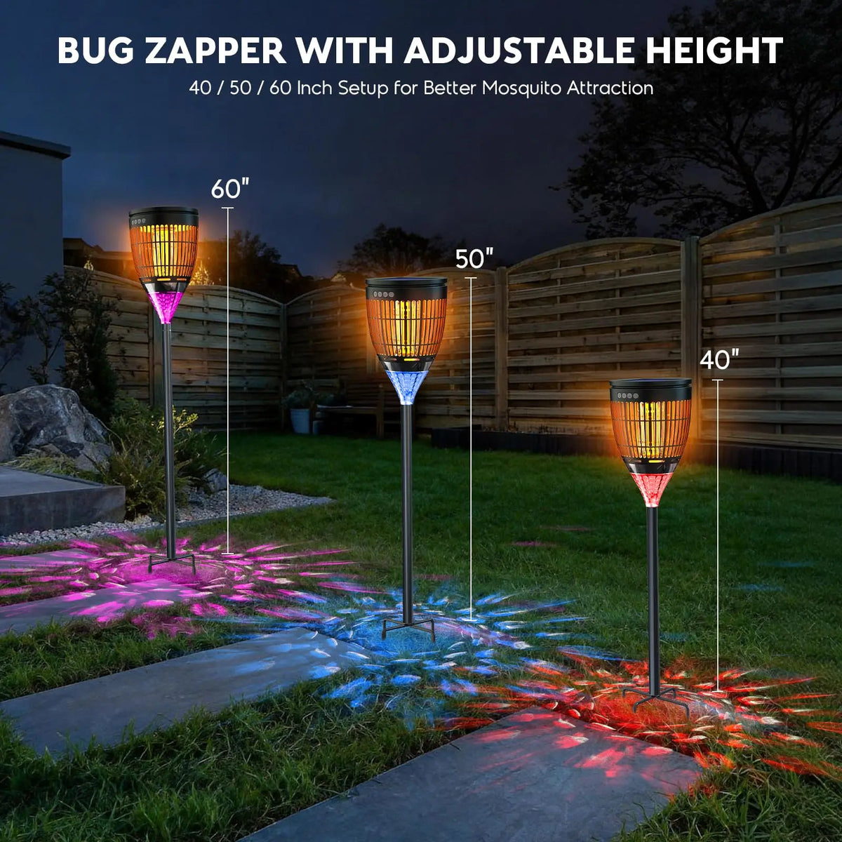 Solar 3-in-1 Bug Zapper With Flame Light RGB Projector