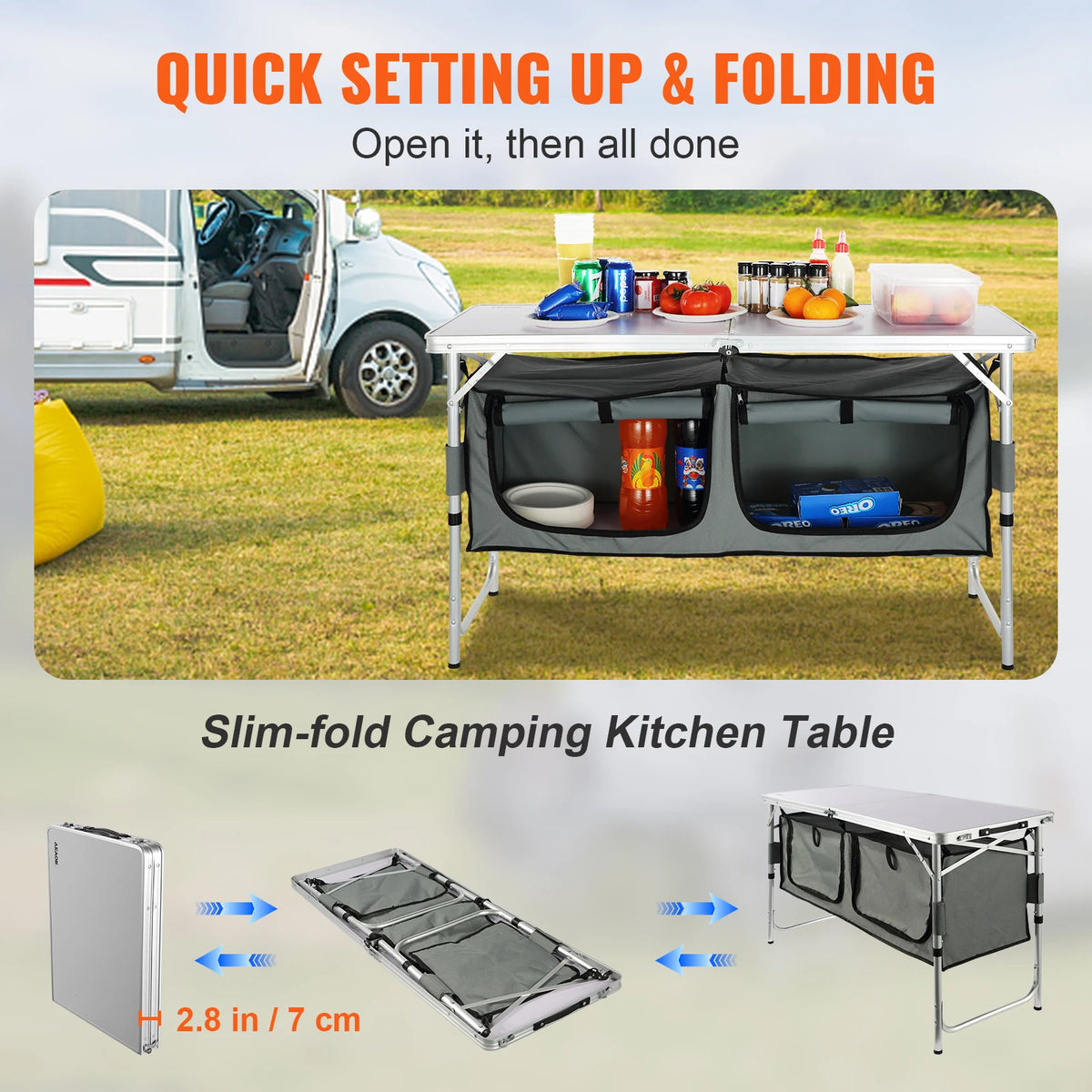SucceBuy Suitcase Style Folding Picnic Table For Outdoor Camping