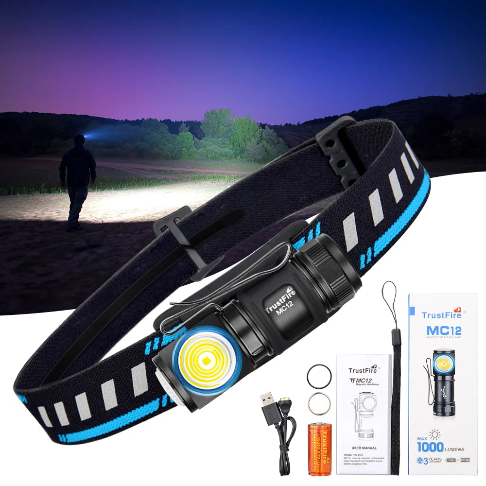 TrustFire MC12 LED Headlamp Magnetic Rechargeable 1000 Lumens