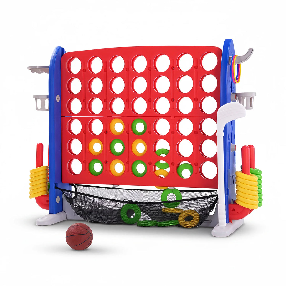 Versatile Outdoor Giant Connect Game Set Basketball Hoop Ring Toss