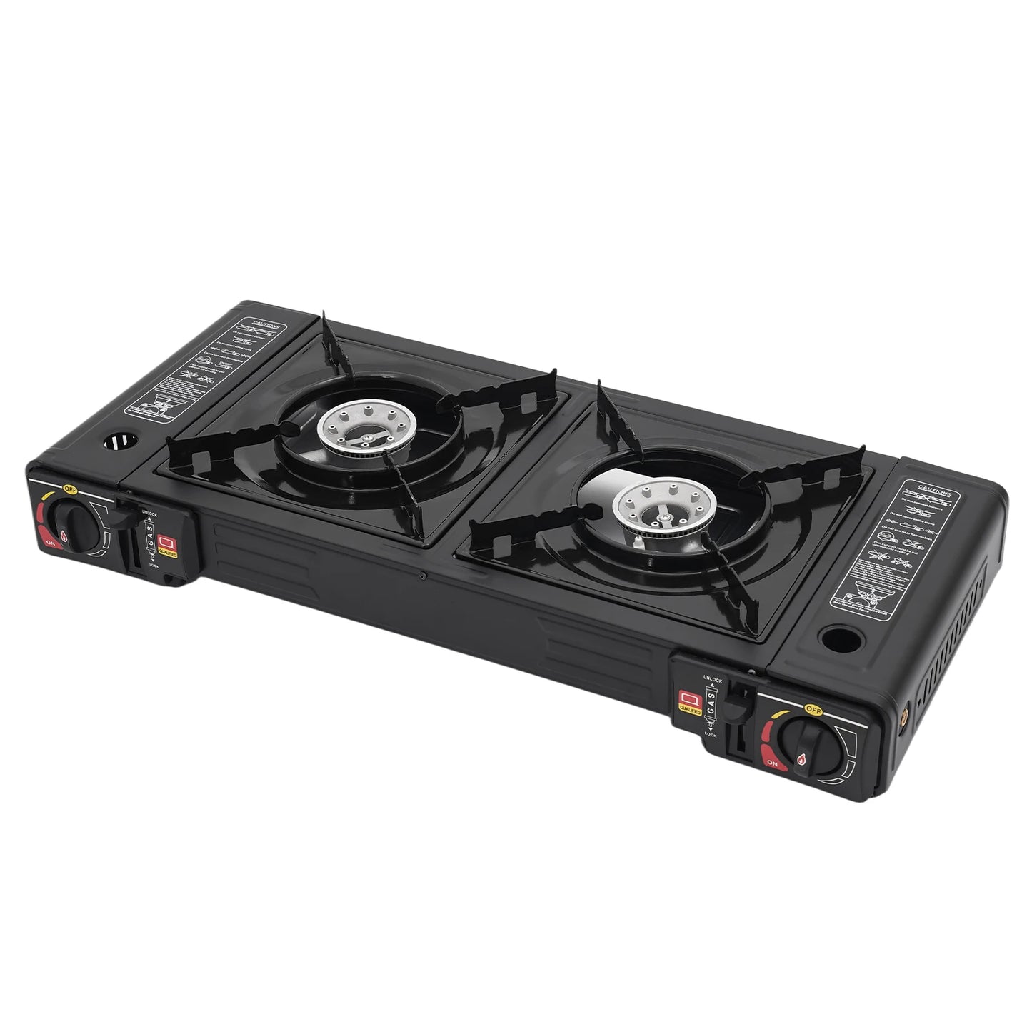 Portable Double Burner Gas Stove With Piezo Ignition And Case