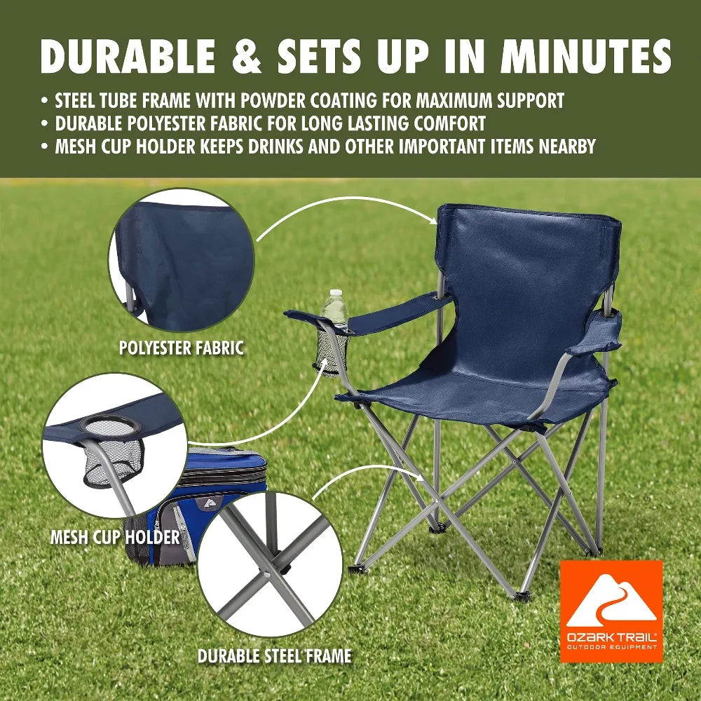 Ozark Trail Basic Quad Folding Outdoor Camp Chair Cup Holder