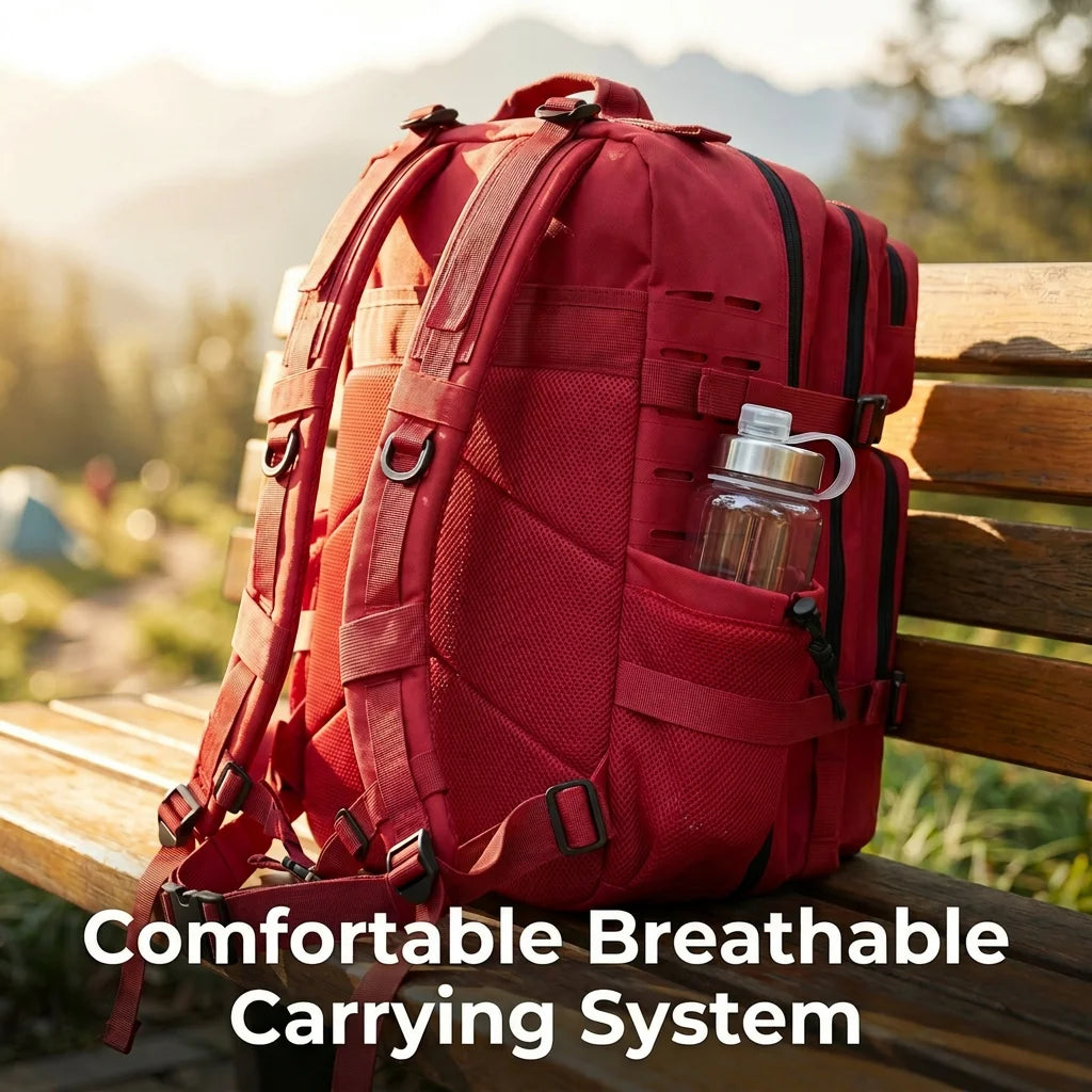 45L Tactical Backpack For Men With MOLLE Webbing System Outdoor Survival Gym Fitness Hiking Rucksack Dual Cup Holders Camping Travel Daily Work Commute Large Capacity Storage Backpack