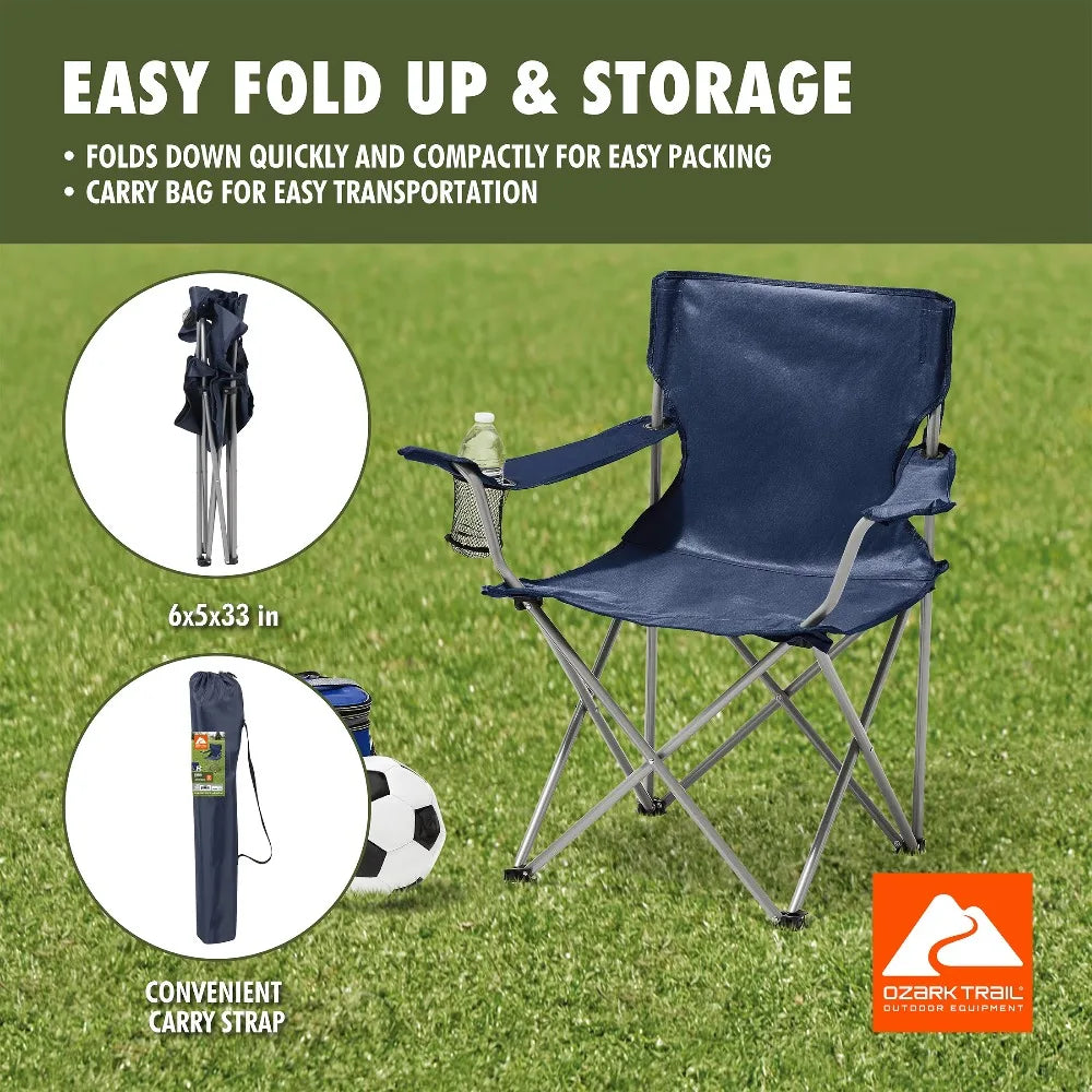 Ozark Trail Basic Quad Folding Outdoor Camp Chair Cup Holder