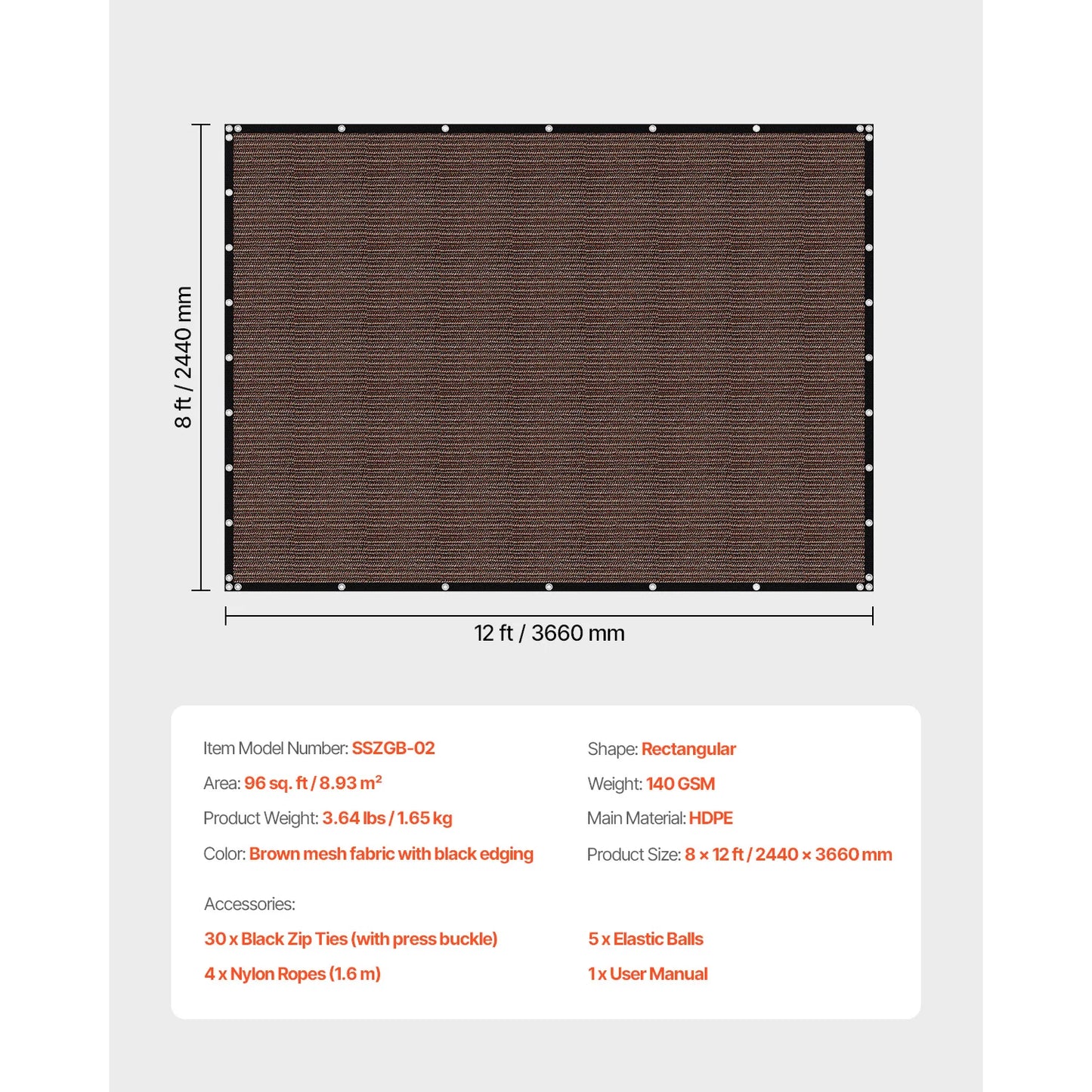 SucceBuy HDPE Sun Shade Cloth For Outdoor Garden Canopy