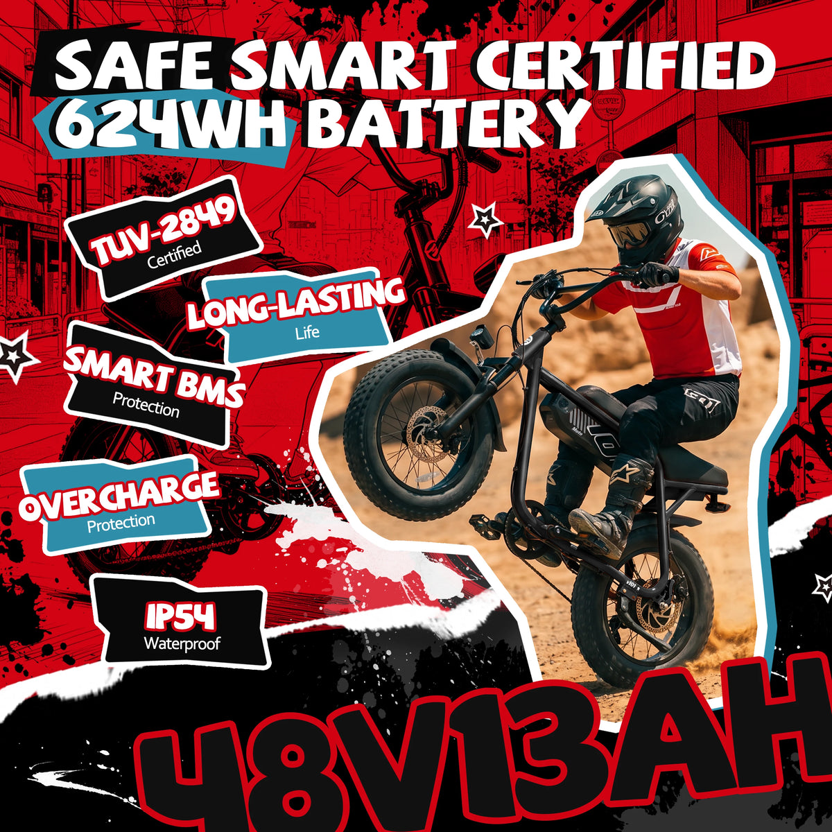ESKUTE V101 Electric Dirt Bike,16'x4.0 Fat Tire Ebike,Electric Dirt Bike, 28mph, E Bike UL2849, 1 Year Warranty