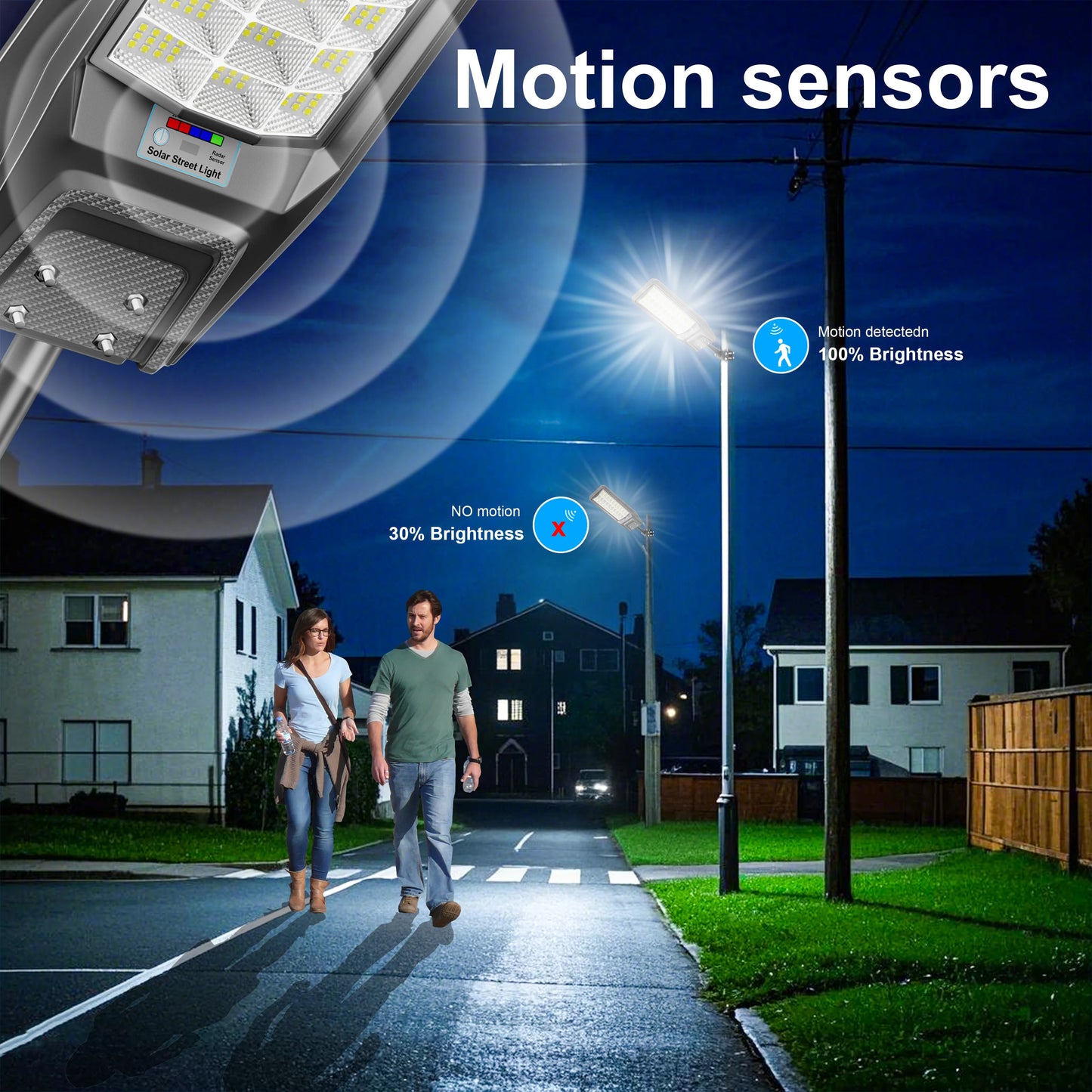 Ship from Local Warehouse, 1-Pack 8000W Outdoor Waterproof Solar Light, Motion Sensor & Remote Control, Timer & Constant Bright Mode, Dusk-to-Dawn Auto On/Off, IP65 Waterproof, Easy Installation, Ideal for Yard and Parking Lo