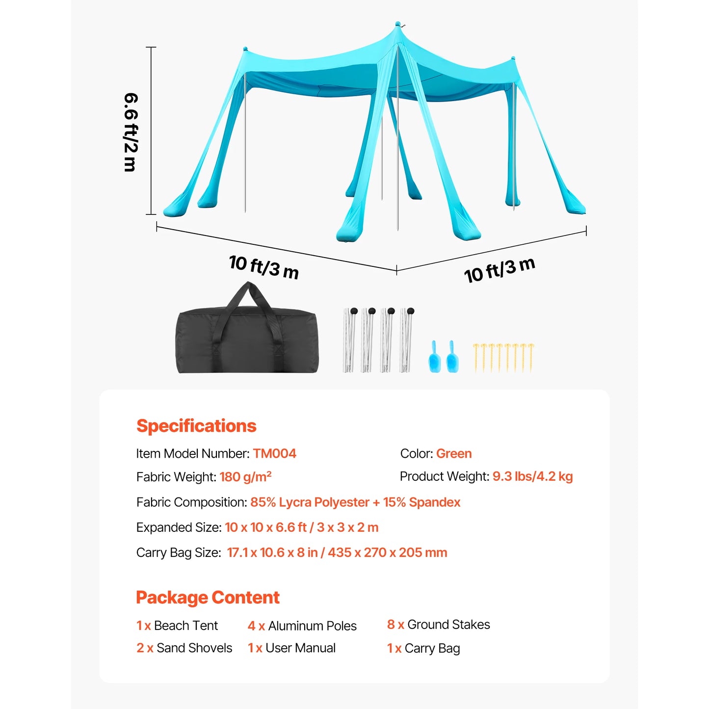 SucceBuy Pop Up Beach Tent With UPF50+ Sun Shelter