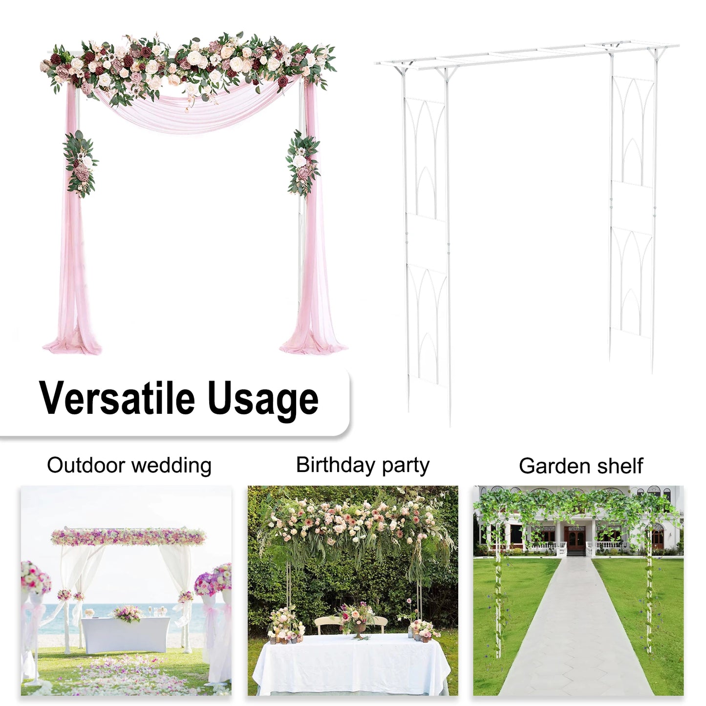 Metal Garden Arch Arbor For Outdoor Wedding And Pergola Trellis