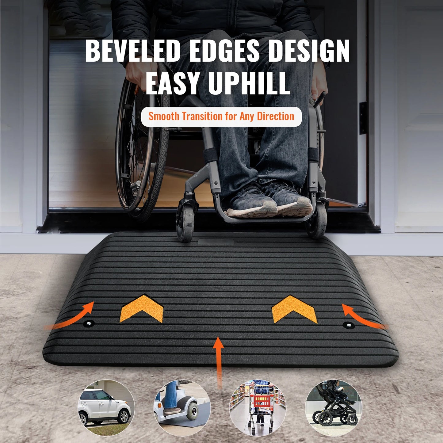 SucceBuy Portable Non-Slip Rubber Driveway Curb Ramps
