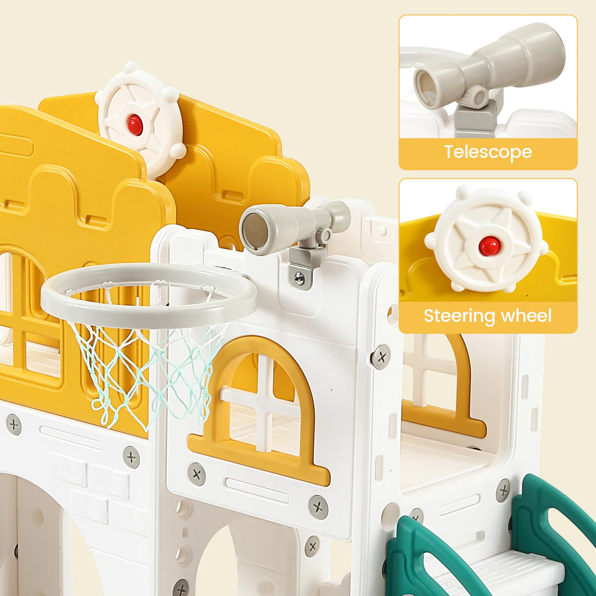 HiMISS Toddler 8 In 1 Indoor Slide Playground With Climber