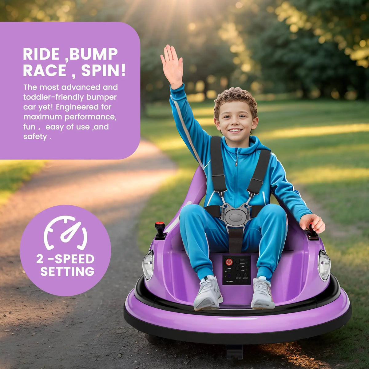 HiMISS Electric Kids Bumper Car With Parent Remote And Spin