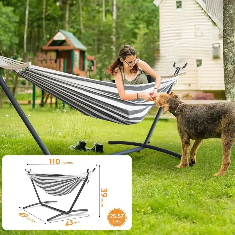 GYROOR Adjustable Hammock Stand For Comfortable Outdoor Relaxation