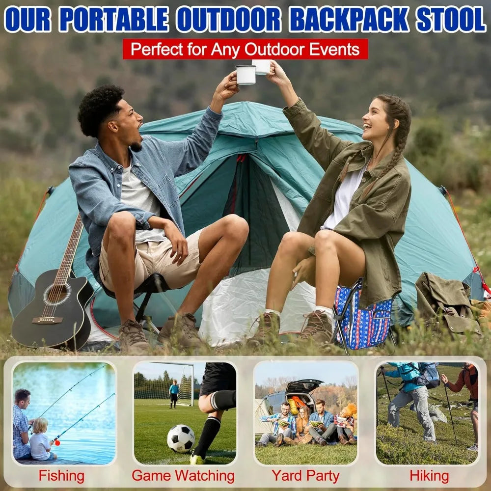 Heavy Duty 300 LB Folding Cooler Backpack Stool Lightweight Portable Camping Hunting Fishing Seat