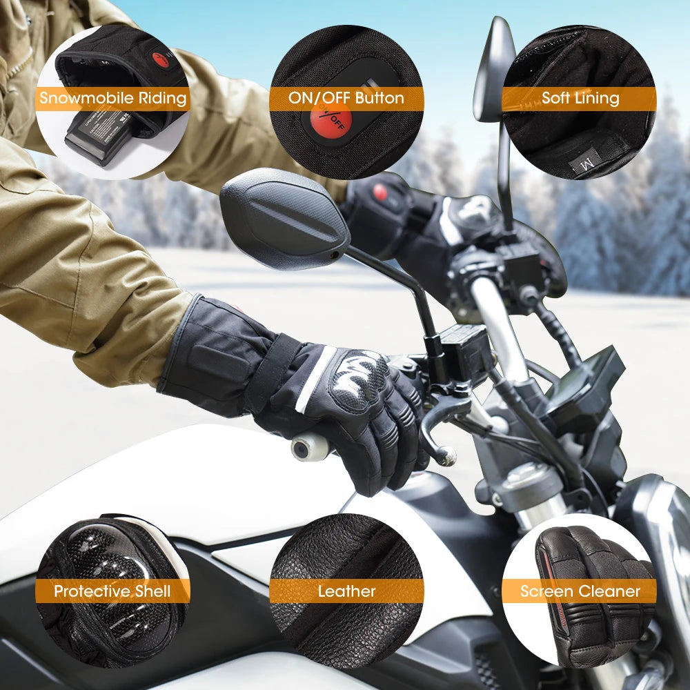Savior Heat Waterproof Rechargeable Electric Motorcycle Gloves
