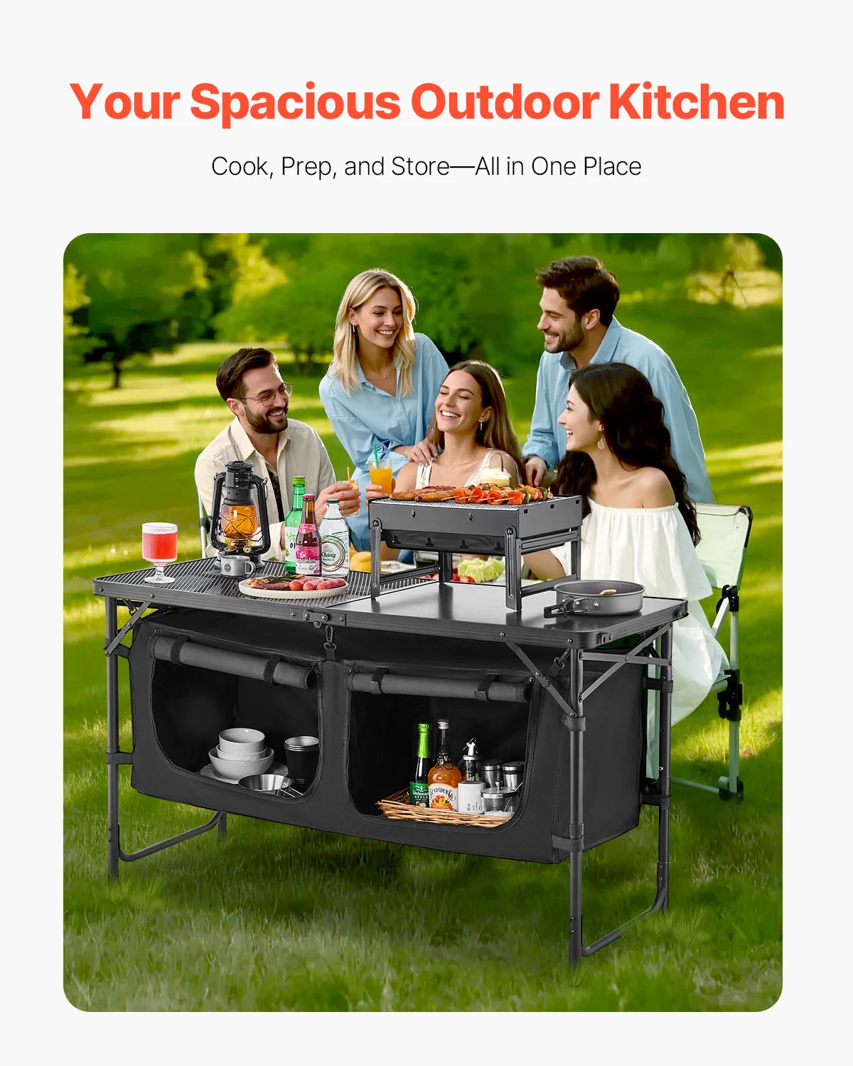 SucceBuy Camping Kitchen Table Outdoor Portable Cook Station