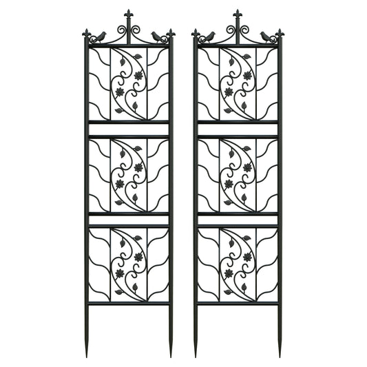 Thick Metal Garden Trellis Bird Leaf Grid Fence Panel