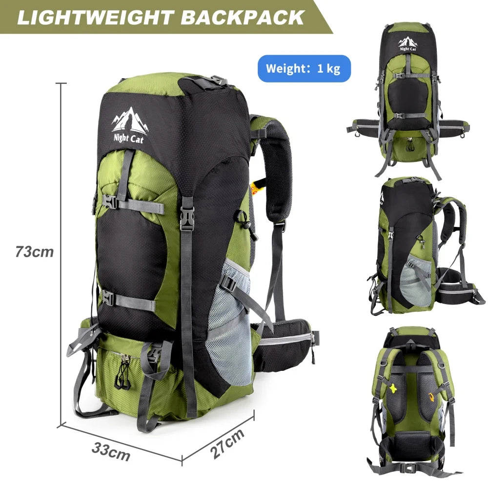 Night Cat Waterproof Hiking Backpack For Camping And Travel