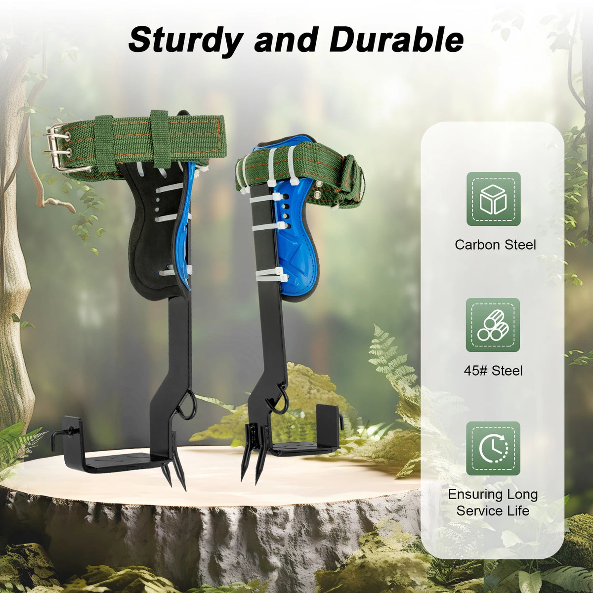 Ergonomic Tree Climbing Spikes With Safety Belt Harness Kit