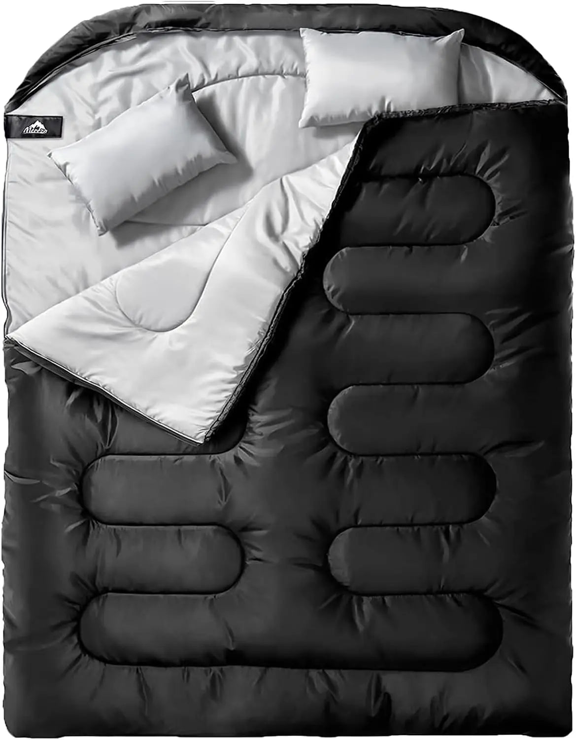 XL Queen Size Double Sleeping Bag for Adult Men, 2 Person Sleeping Bags with Pillow, All Season Camping Hiking Backpacking, Warm & Cold Weather