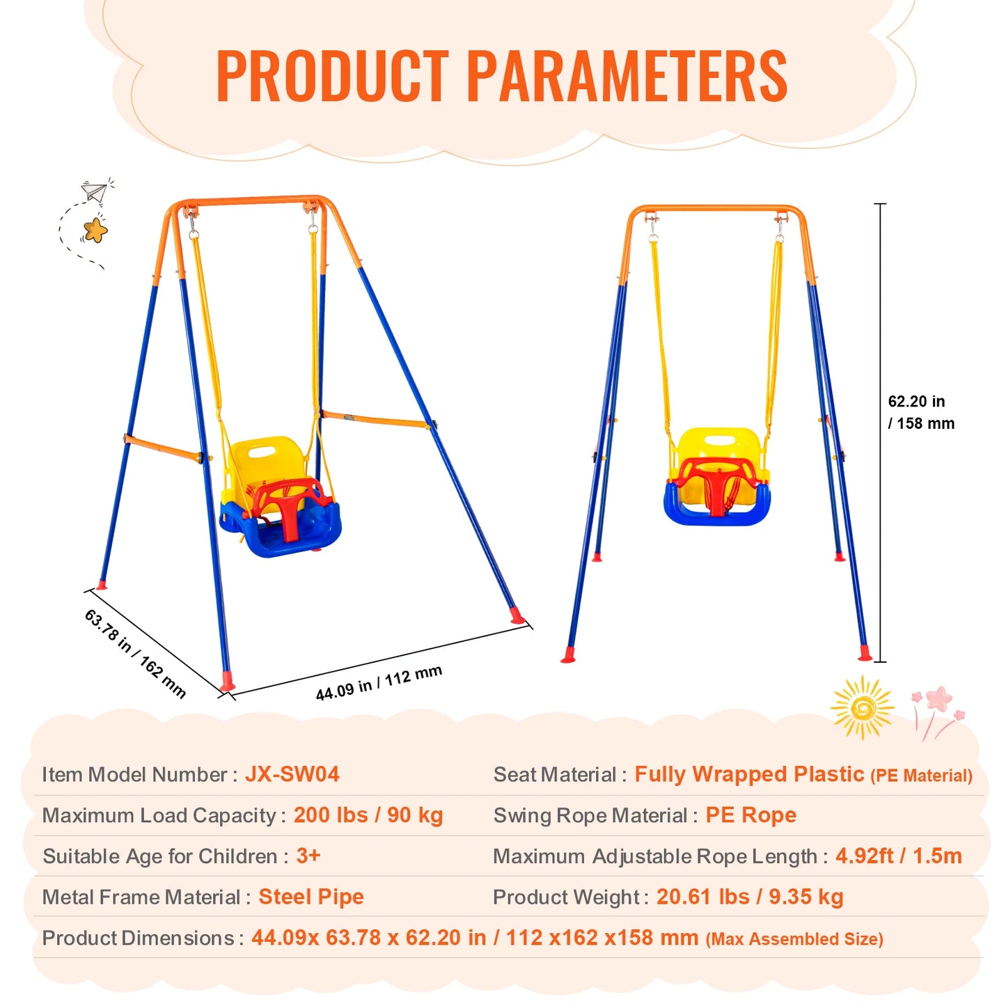 SucceBuy Outdoor Swing Set With Saucer And Belt Seats