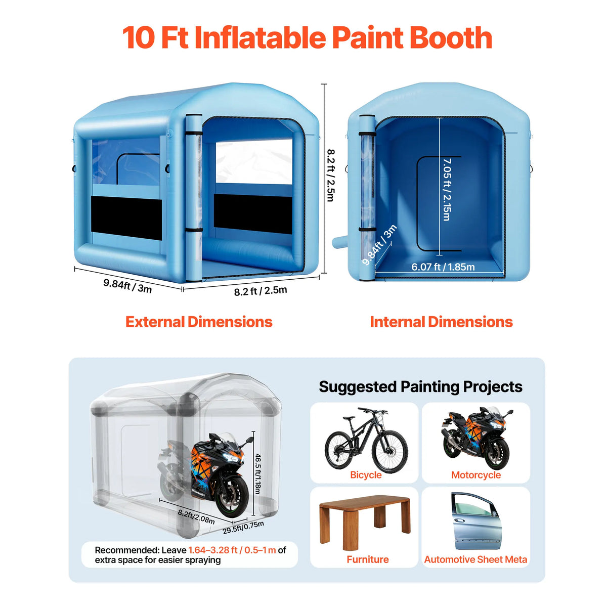 SucceBuy Inflatable Paint Booth With Blower And Air Filtration