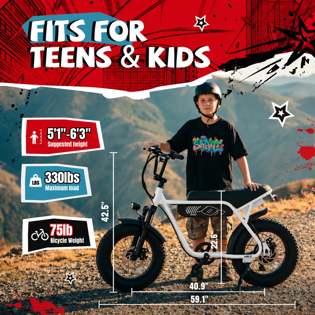 ESKUTE V101 750W Electric Fat Tire Off Road Dirt Bike