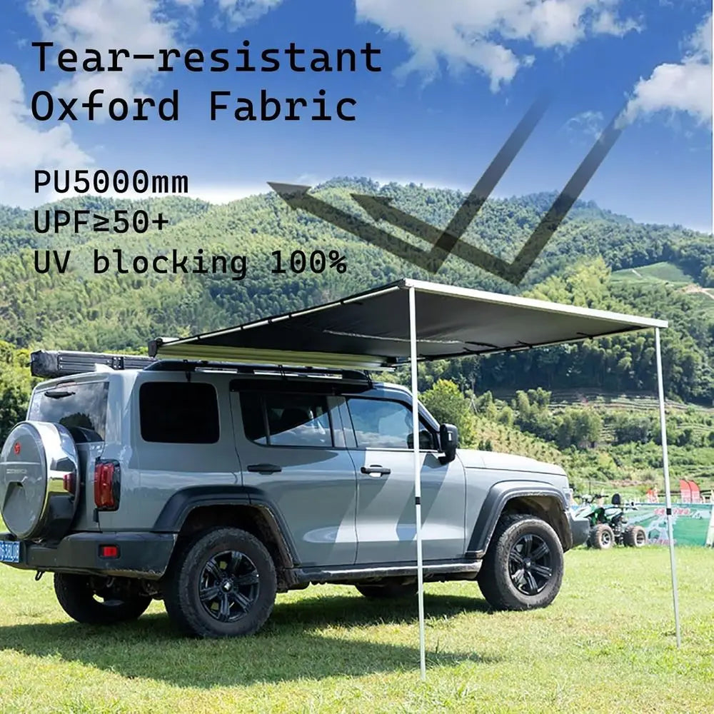 Vehicle Awning Roo Rack Pull-Out Tent Sun Shade UV50+, Retractable Car Side Awning or SUV Outdoor Camping & Overland, W/Waterpro
