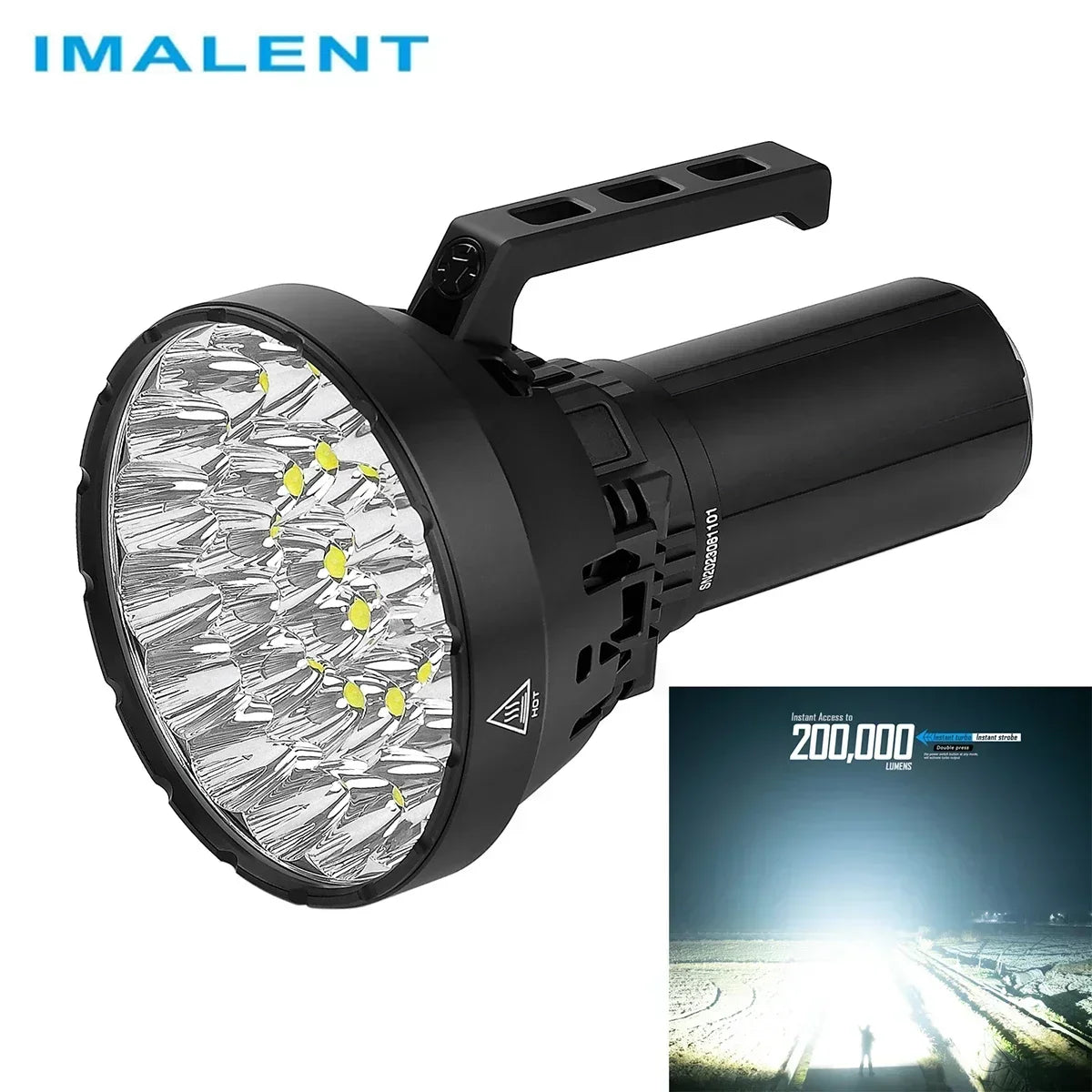 ImaLedt Ms32 200000 Lumens Rechargeable Tactical Flashlight With Cooling Fan