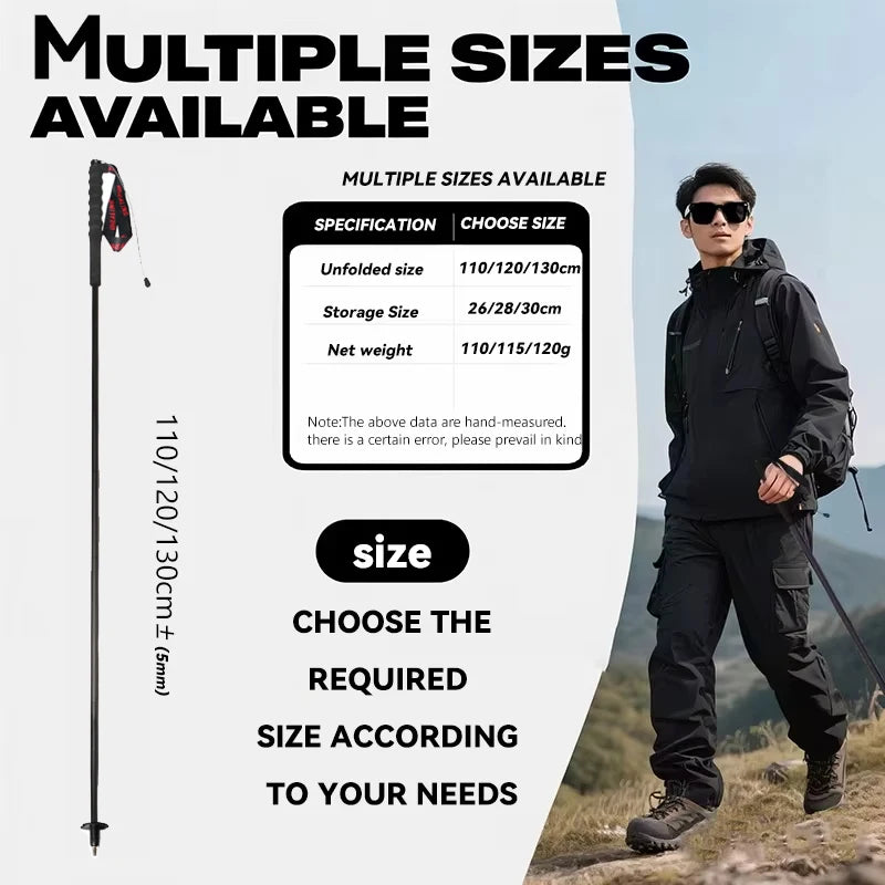 Okhealing Carbon Fiber Foldable Trekking Poles Ultralight Hiking Gear