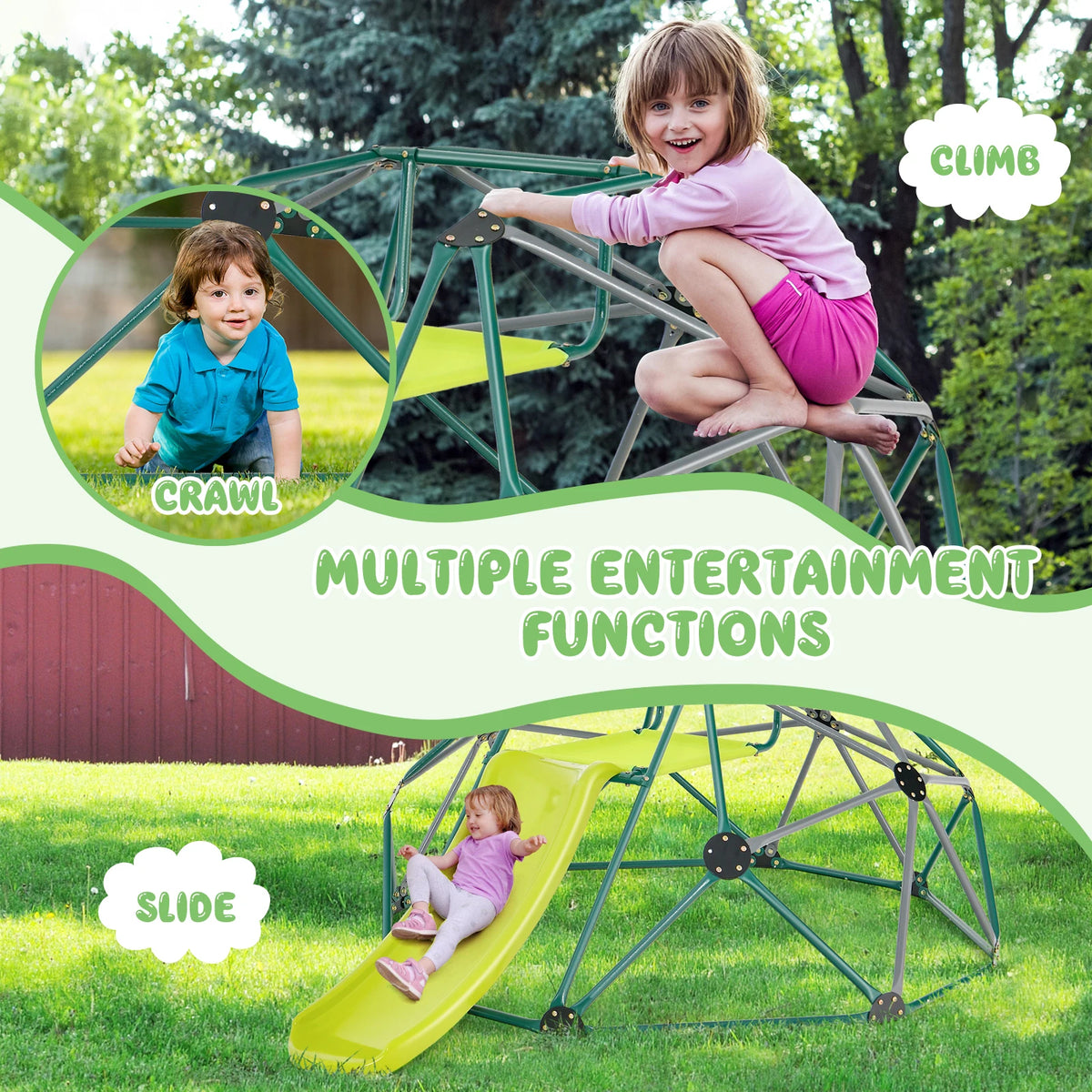 MULTIGOT Kids Outdoor Climbing Dome With Slide Jungle Gym
