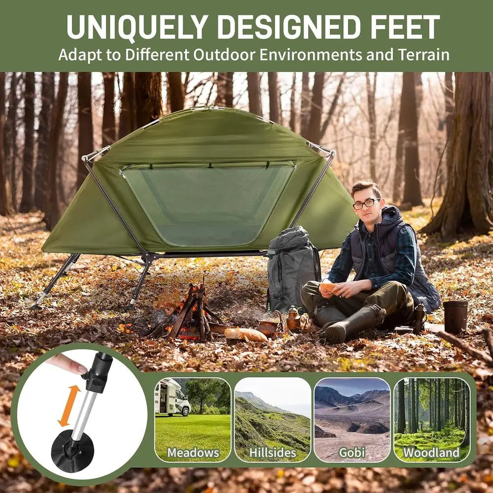 Large Outdoor Portable Sleng Cot,Portable Lightweight olding Camping Cot Tent,Elevated Camping Bed Tent,olding Outdoor Travel Co
