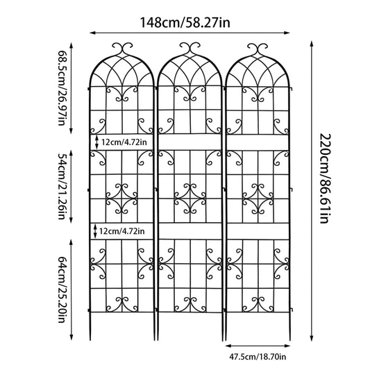Tall Rustproof Metal Garden Trellis For Climbing Plants