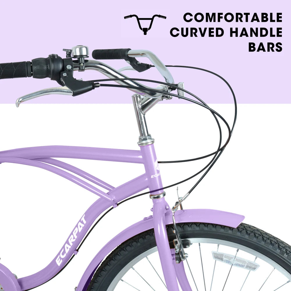 Beach Cruiser Bicycle With Steel Frame And 7 Speed Gearing