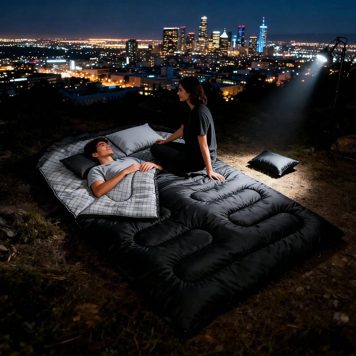 Double Sleeping Bag For Adults, 2 Person Sleeping Bags For Cold Weather & Warm, All Season Camping Hiking Backpacking, With Pillow