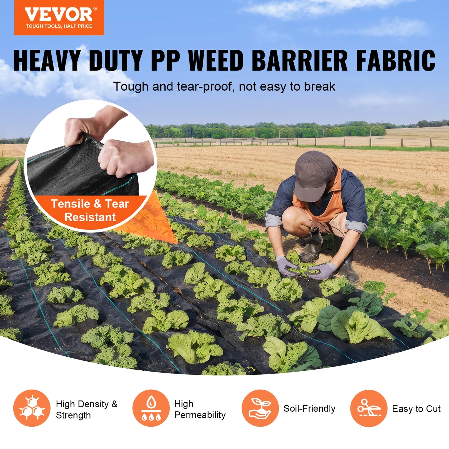 VEVOR Premium Heavy Duty Weed Barrier Landscape Fabric